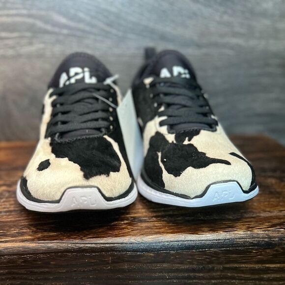 APL Iconic and White Calf Hair Sneakers with Cow Print Design, Size 7. NIB! - Picture 10 of 15